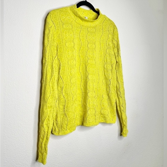 🌼 Anthropologie Daily Practice Lace Mock Neck Top in Lime size XL 14 16 - Picture 6 of 12